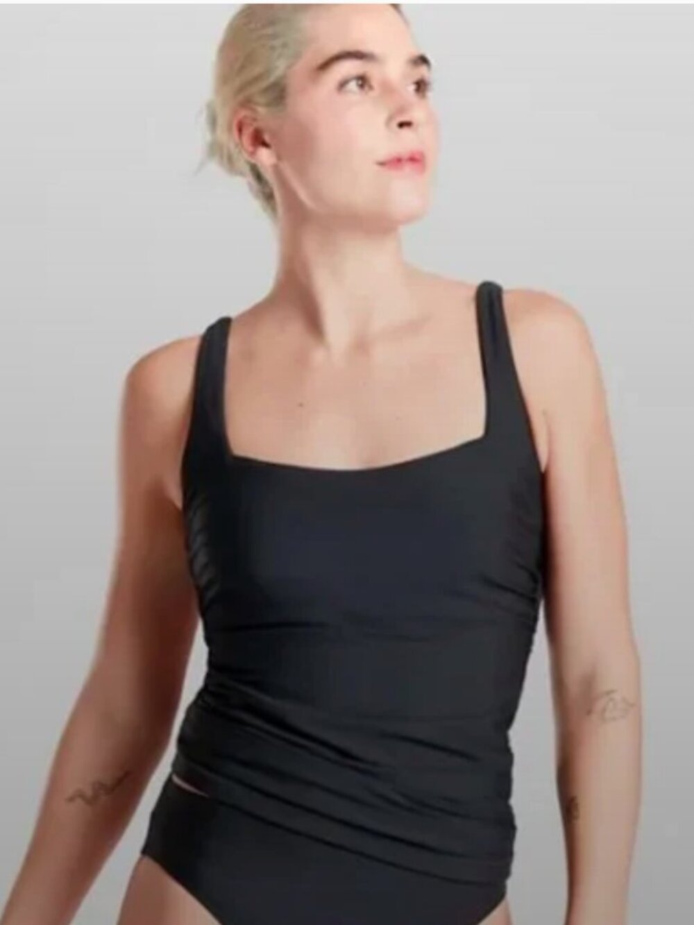 ATHLETA Black Square Neck Bra Cup Tankini Top Size 36 D/DD Tall NWT